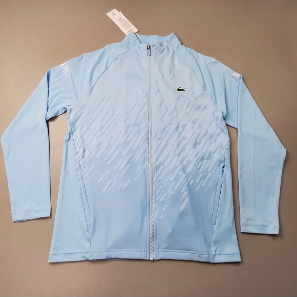 NEW Lacoste SPORT x Novak Djokovic Tennis Stretch Full Zip Blue Jacket Size M